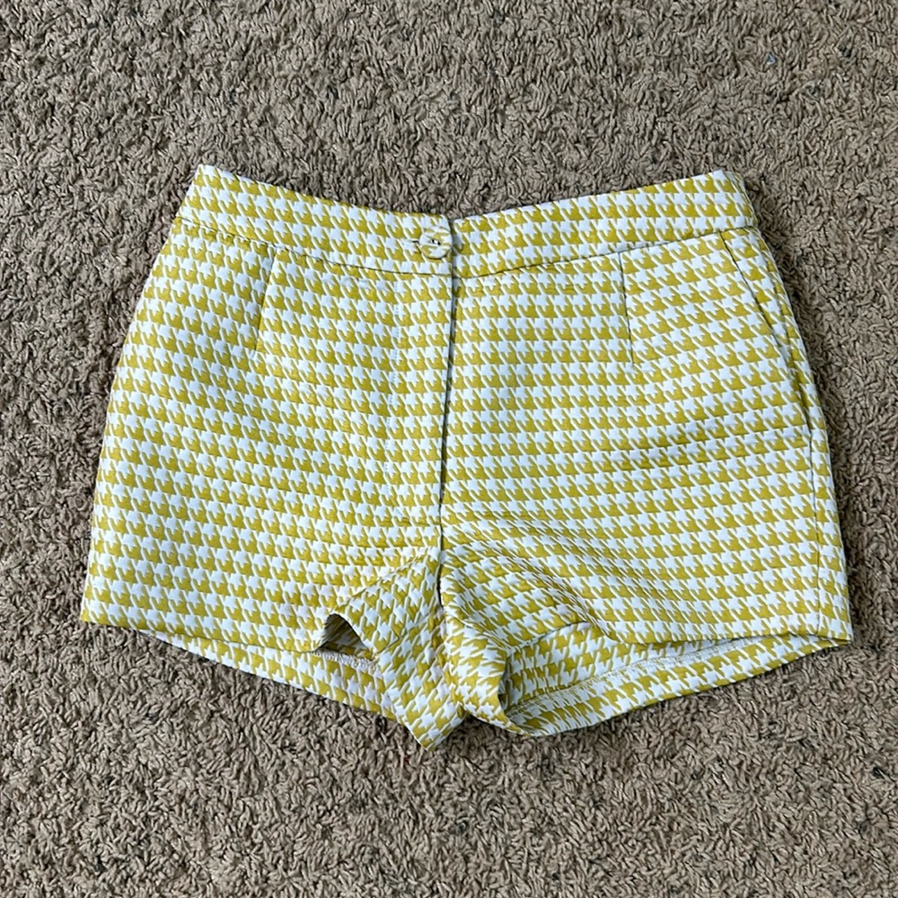 Yellow Houndstooth dress shorts.